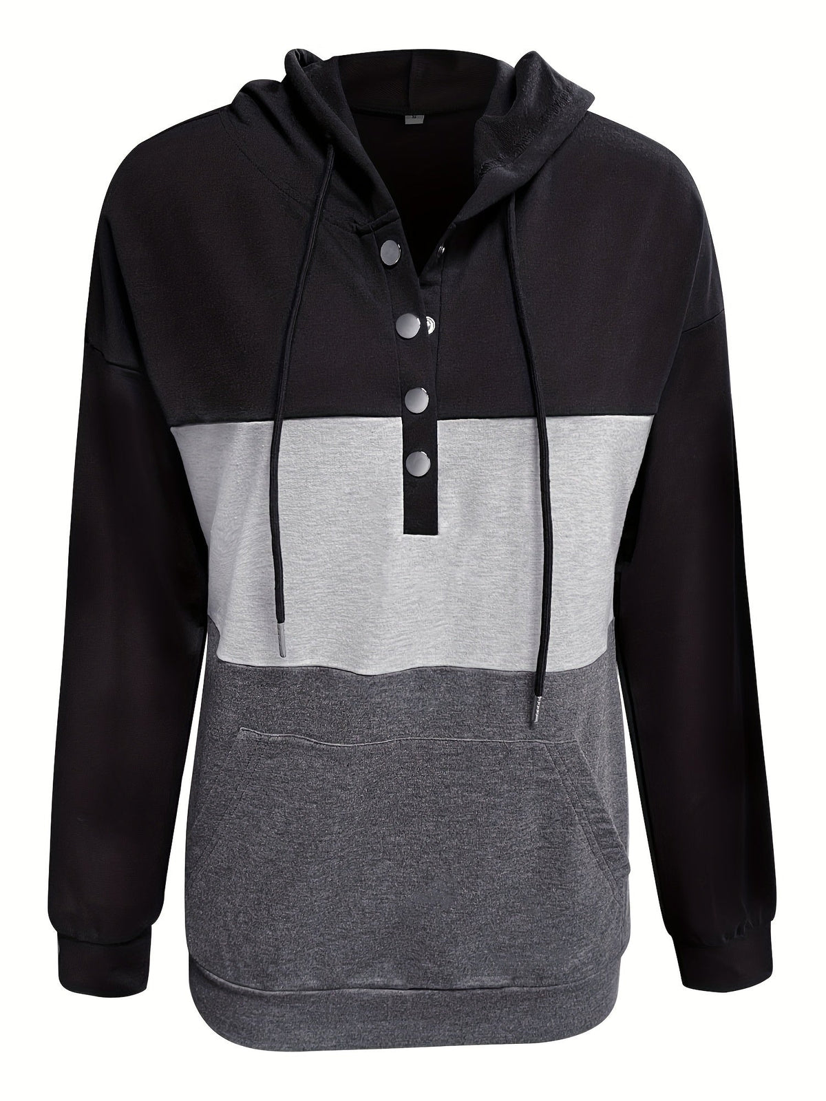 Melanie | Color Block Button-Neck Hoodie