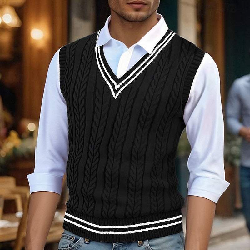Edwin | Cable-Knit V-Neck Sweater Vest