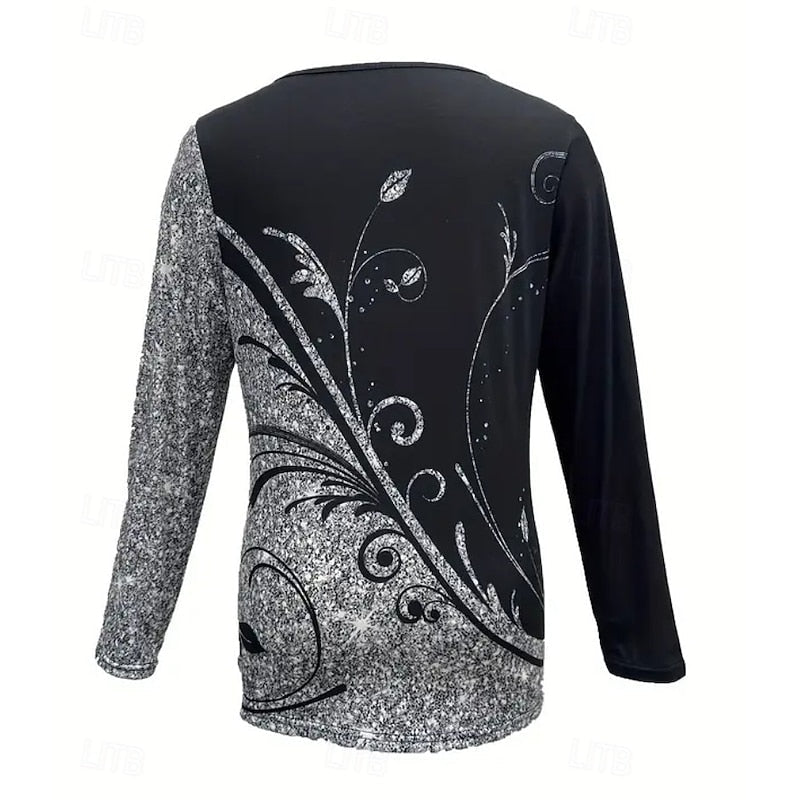 Rachel | Floral Quarter-Zip Long Sleeve Top