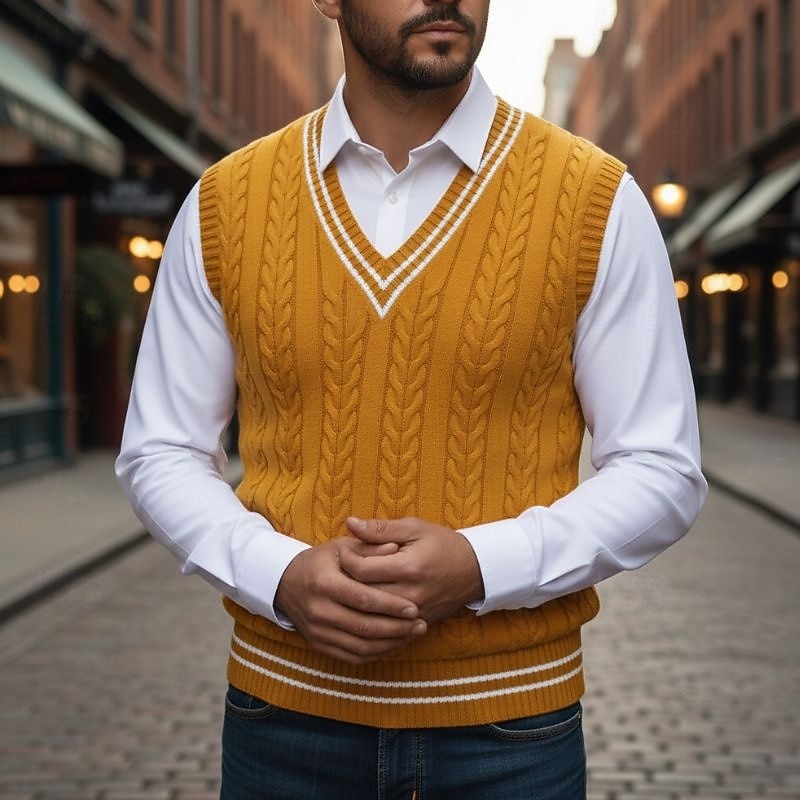 Edwin | Cable-Knit V-Neck Sweater Vest
